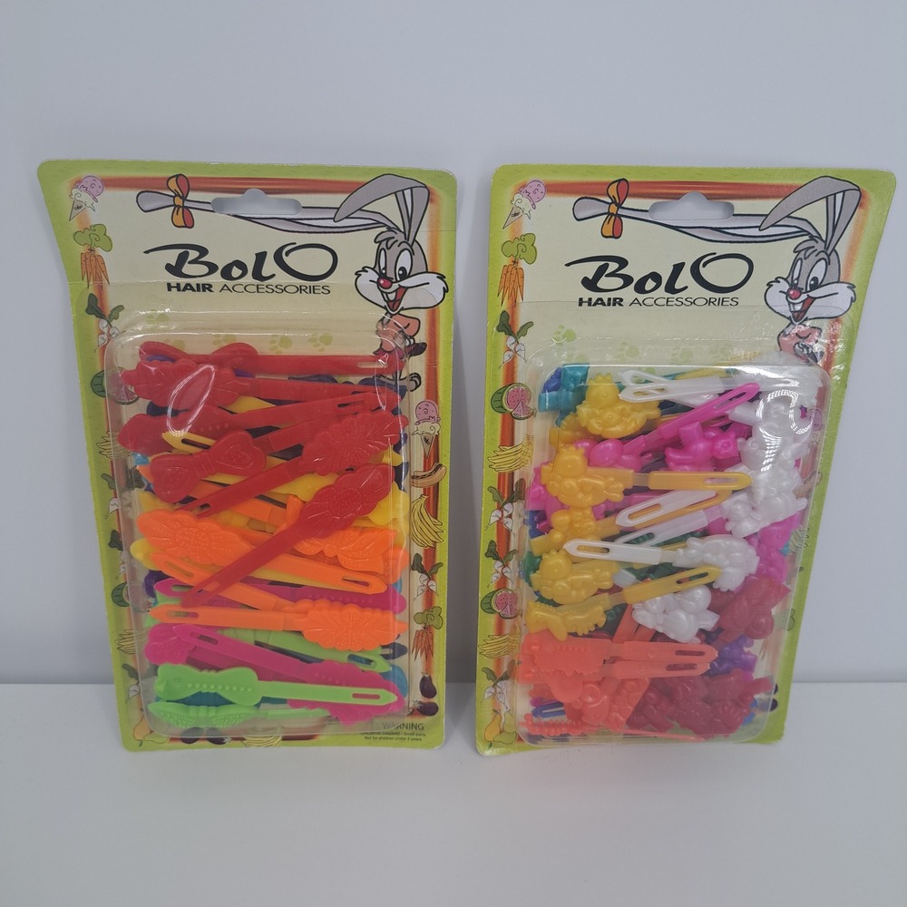 Bolo Vintage Hair Barrettes Colorful Plastic Animal Floral Girls Hair Clips 90's